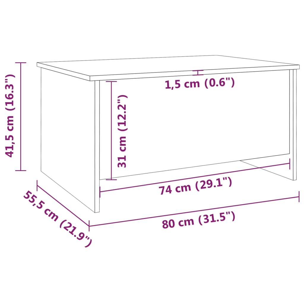 Sohvapöytä musta 80x55,5x41,5 cm tekninen puu - Sisustajankoti.fi