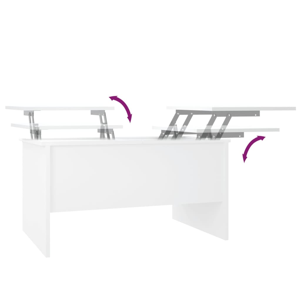 Sohvapöytä valkoinen 80x50x42,5 cm tekninen puu - Sisustajankoti.fi