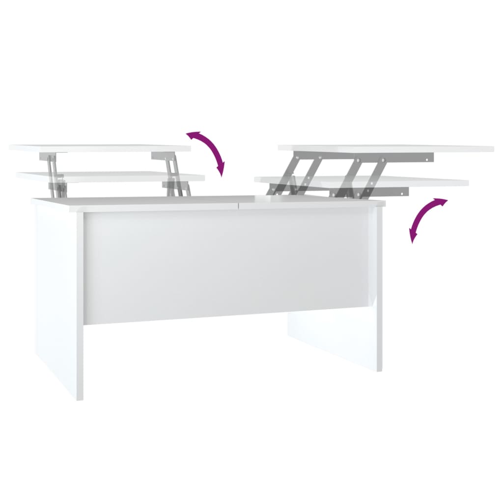 Sohvapöytä korkeakiilto valkoinen 80x50x42,5 cm tekninen puu - Sisustajankoti.fi