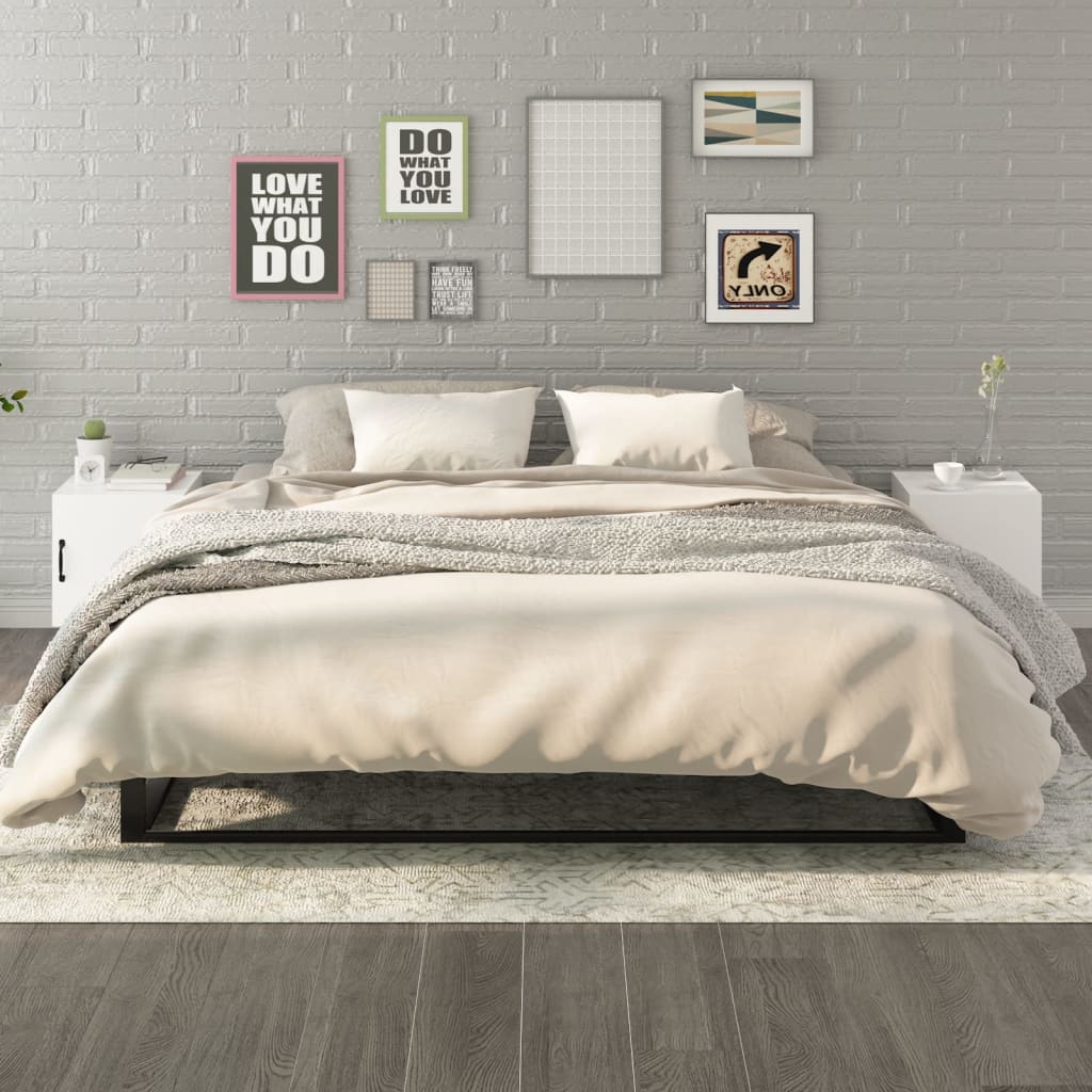 Yöpöydät 2 kpl valkoinen tekninen puu - Sisustajankoti.fi