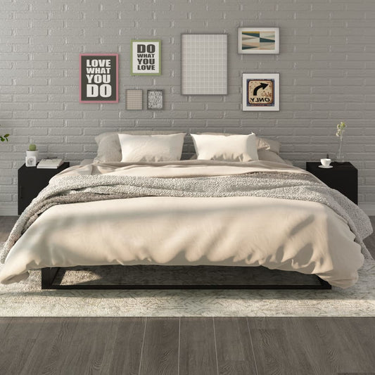 Yöpöydät 2 kpl musta tekninen puu - Sisustajankoti.fi