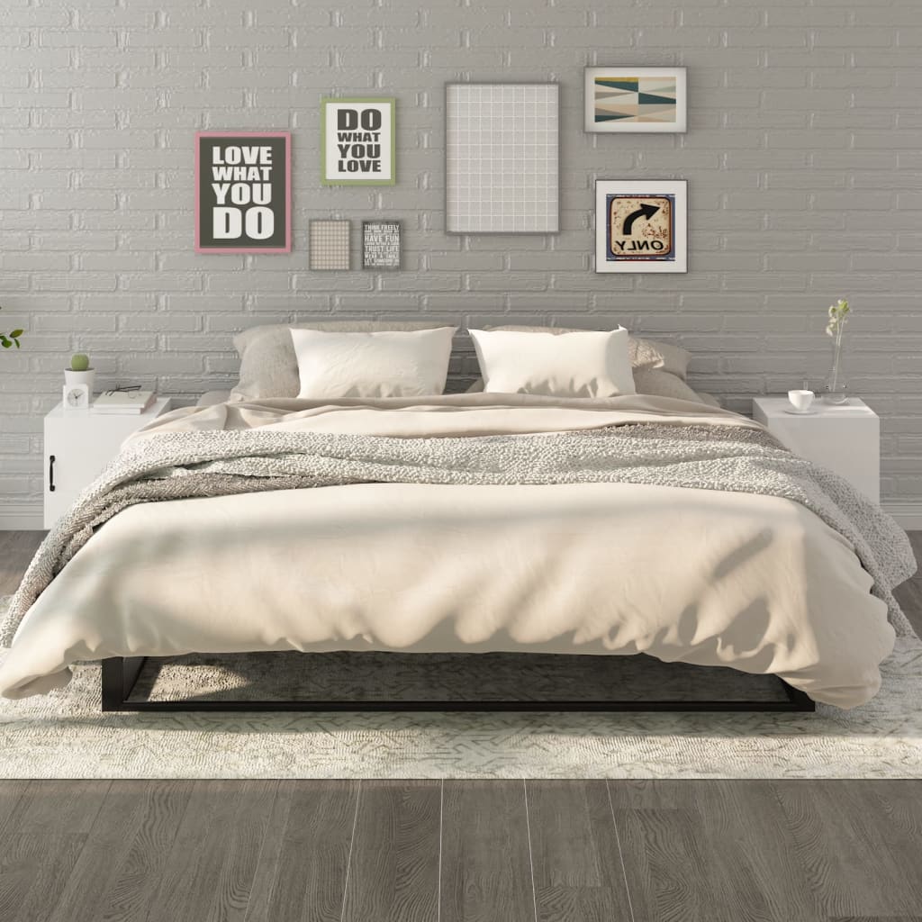 Yöpöydät 2 kpl korkeakiilto valkoinen tekninen puu - Sisustajankoti.fi