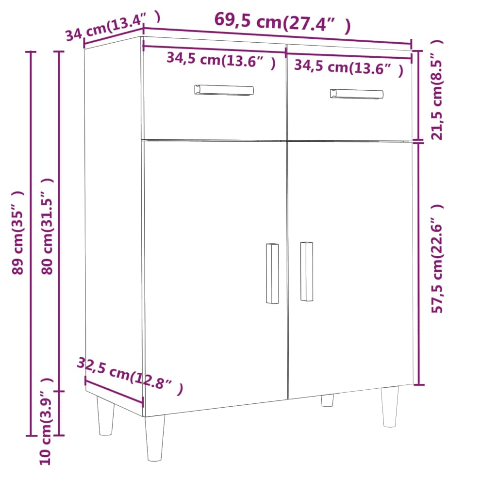 Senkki betoninharmaa 69,5x34x89 cm tekninen puu - Sisustajankoti.fi