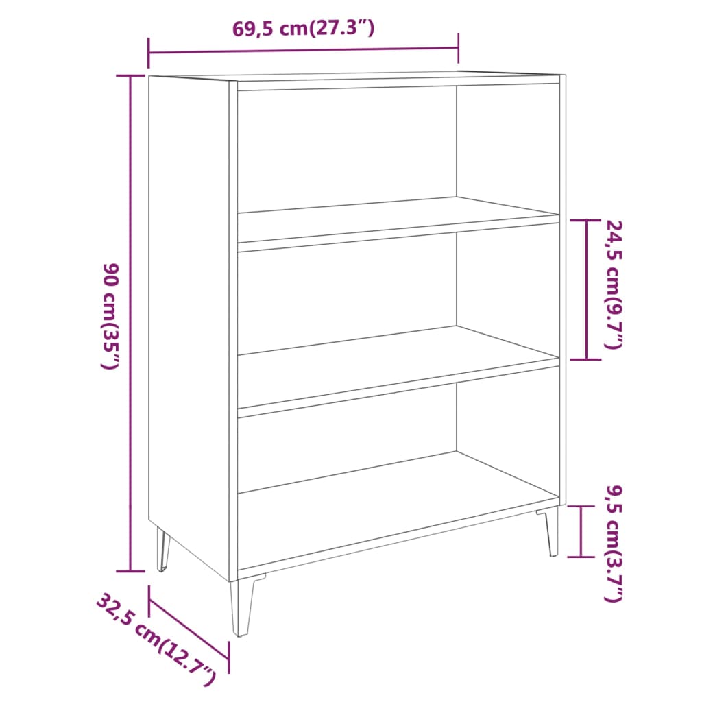 Senkki valkoinen 69,5x32,5x90 cm tekninen puu - Sisustajankoti.fi