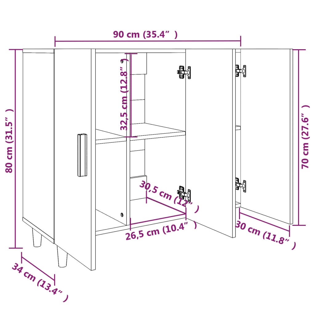 Senkki betoninharmaa 90x34x80 cm tekninen puu - Sisustajankoti.fi