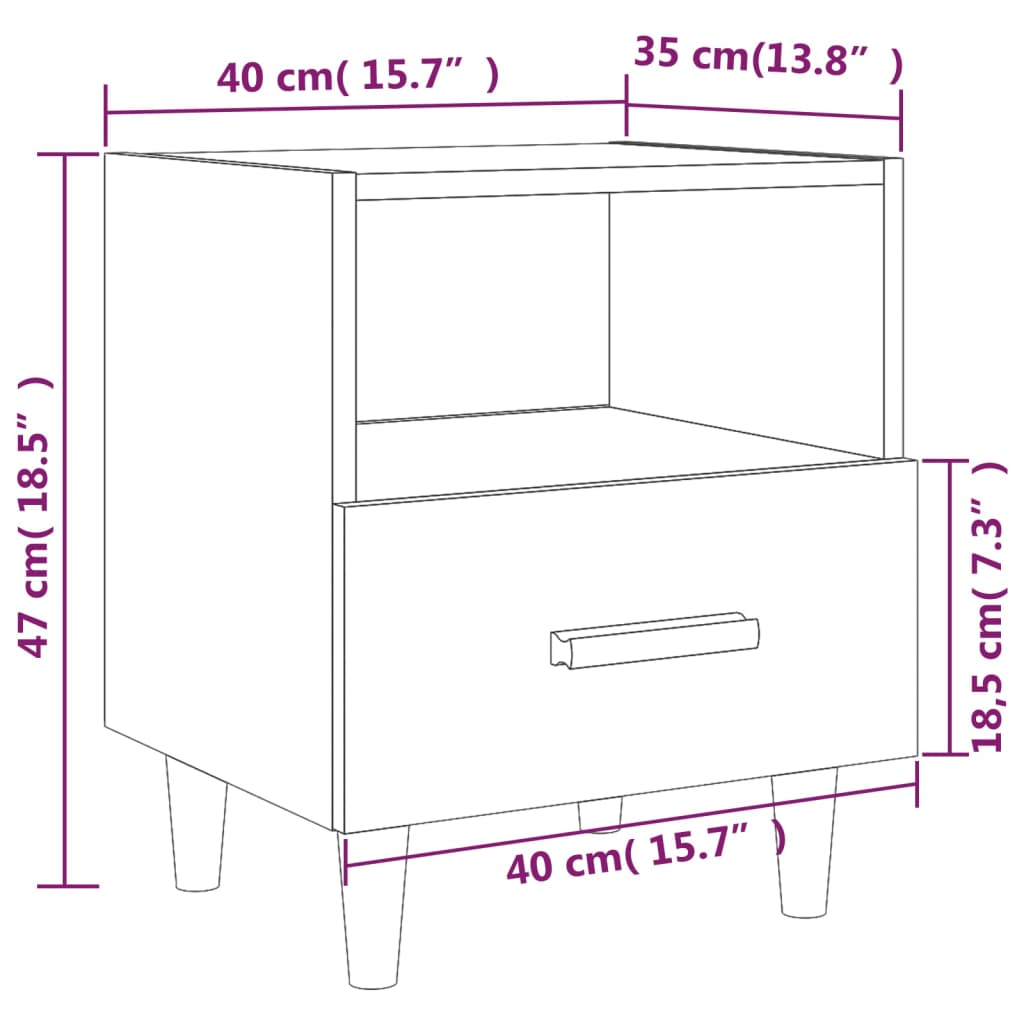 Yöpöytä harmaa Sonoma 40x35x47 cm - Sisustajankoti.fi