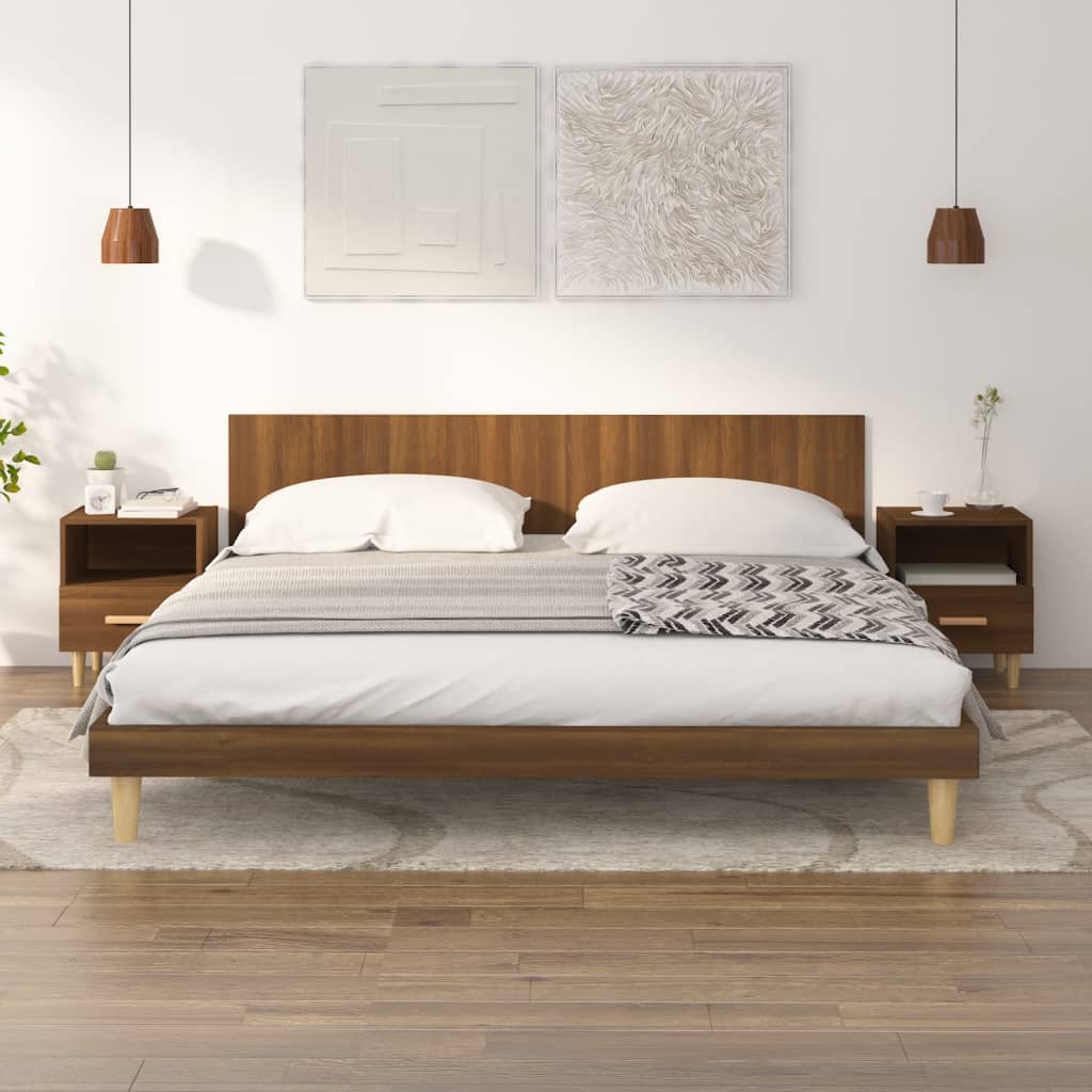 Yöpöydät 2 kpl ruskea tammi 40x35x47 cm - Sisustajankoti.fi