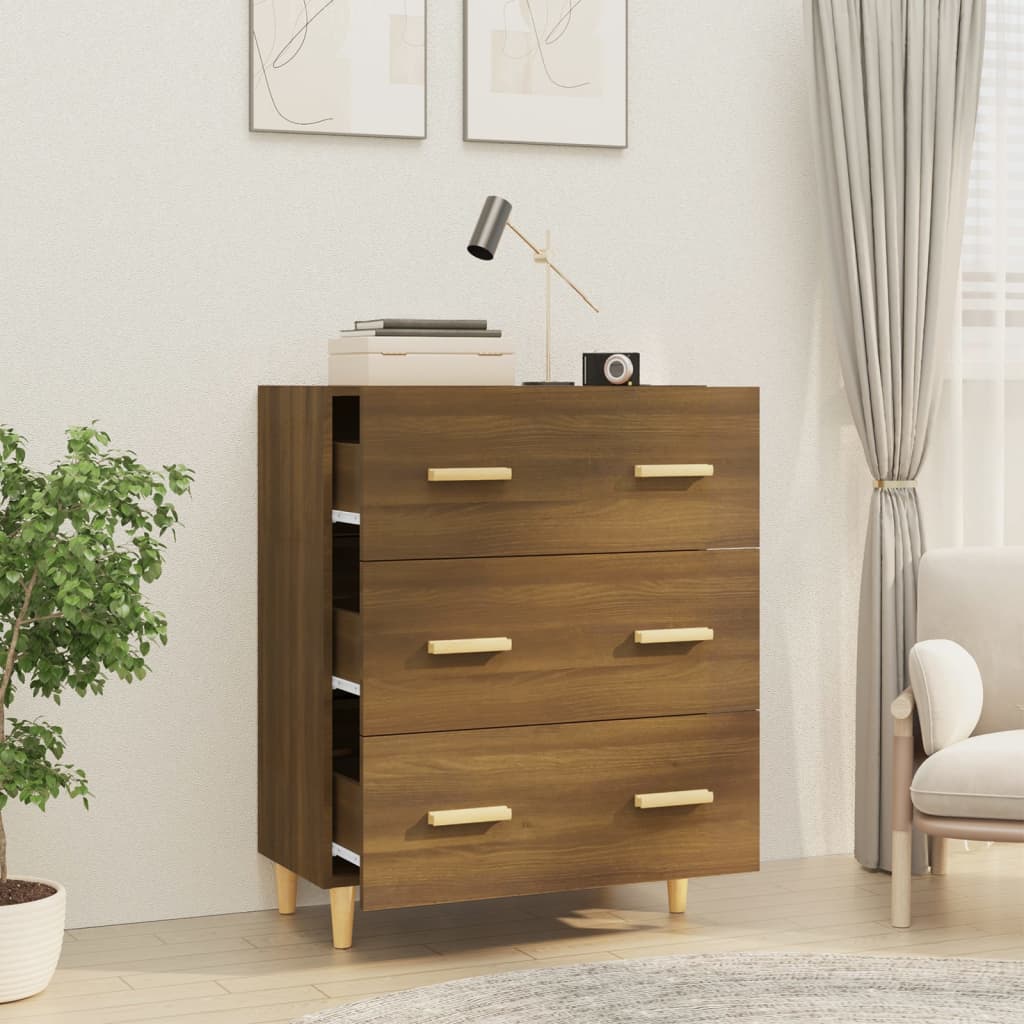 Senkki ruskea tammi 70x34x90 cm tekninen puu - Sisustajankoti.fi