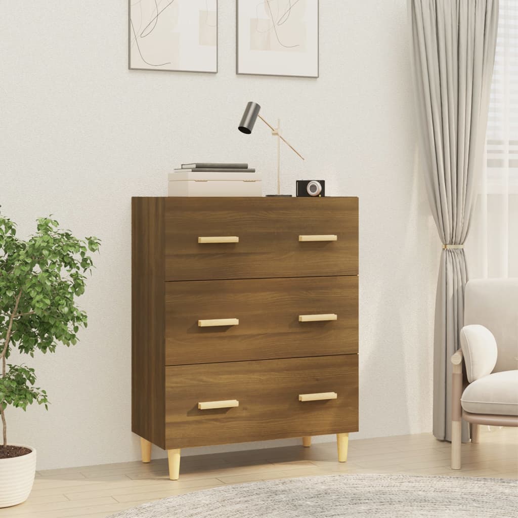 Senkki ruskea tammi 70x34x90 cm tekninen puu - Sisustajankoti.fi