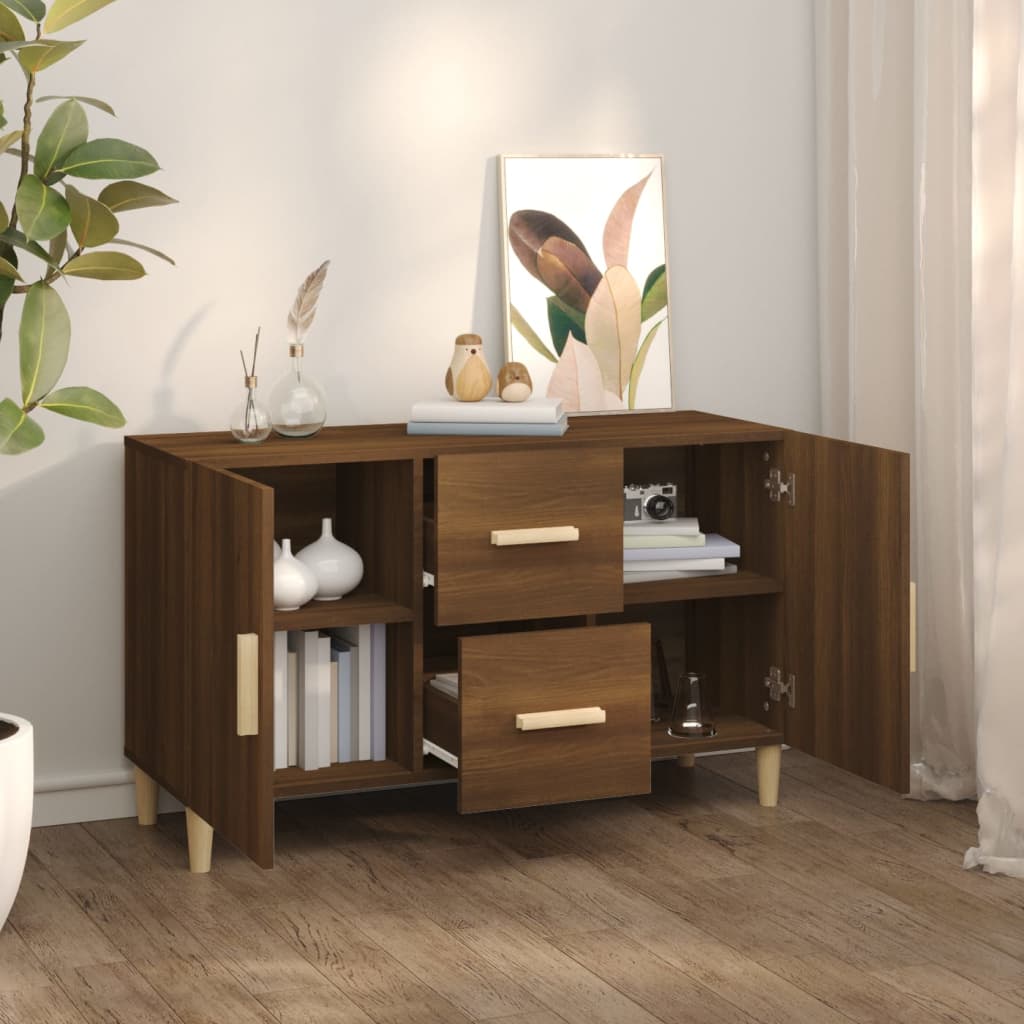 Senkki ruskea tammi 100x36x60 cm tekninen puu - Sisustajankoti.fi