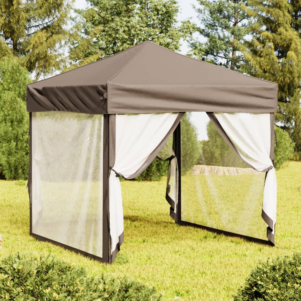 Kokoontaittuva juhlateltta sivuseinillä taupe 2x2 m - Sisustajankoti.fi