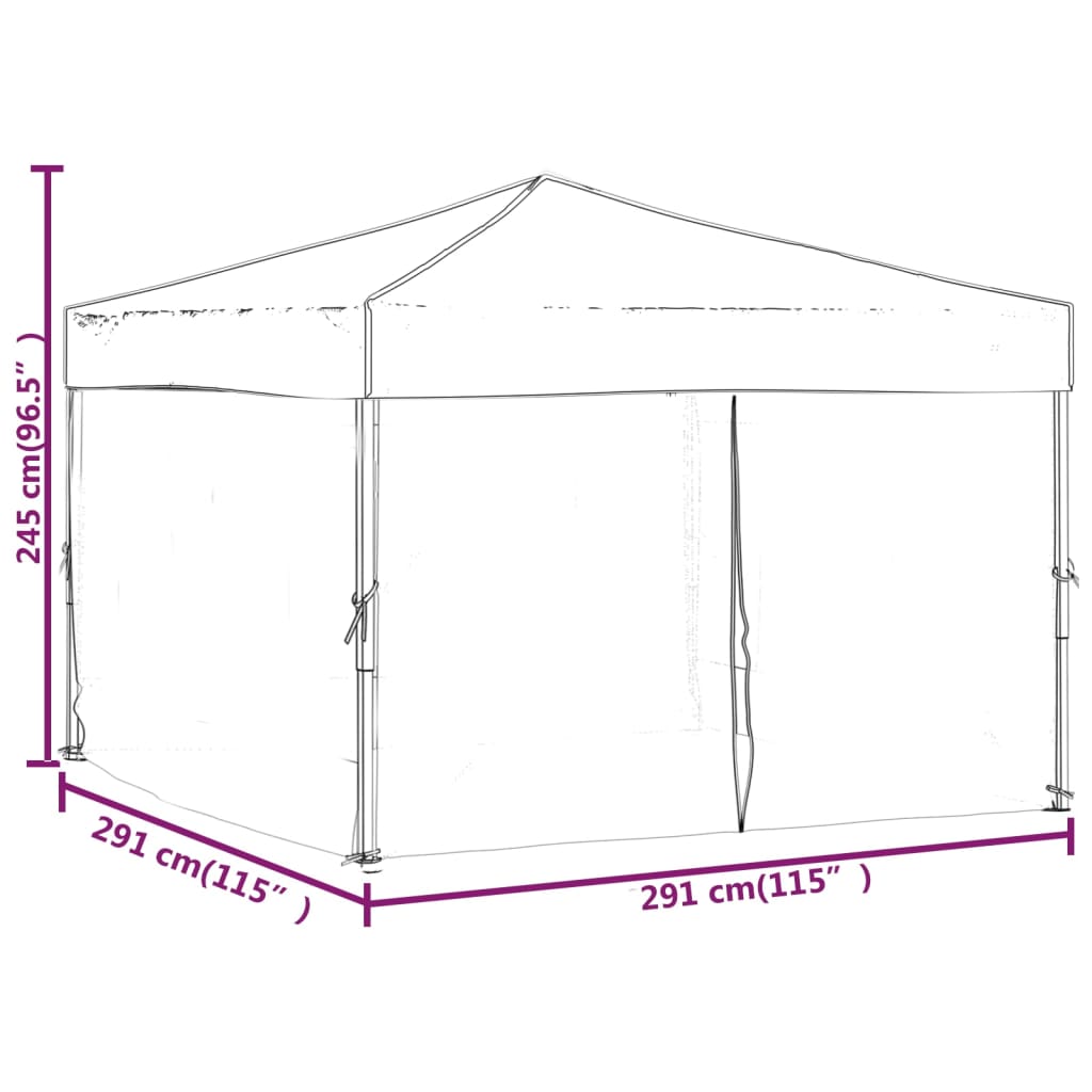 Kokoontaittuva juhlateltta sivuseinillä sininen 3x3 m - Sisustajankoti.fi