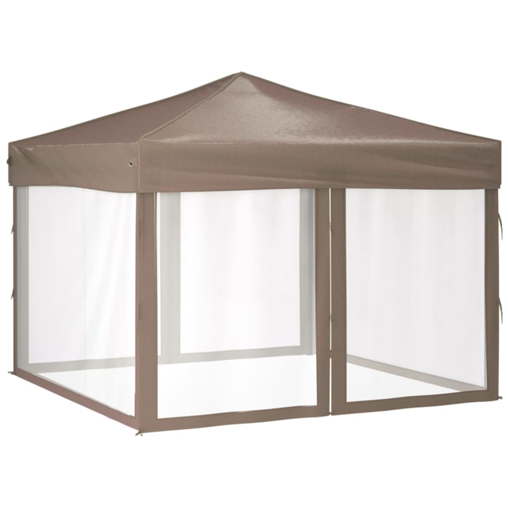 Kokoontaittuva juhlateltta sivuseinillä taupe 3x3 m - Sisustajankoti.fi