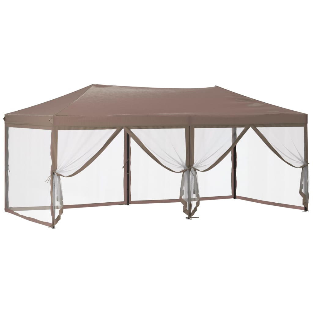 Kokoontaittuva juhlateltta sivuseinillä taupe 3x6 m - Sisustajankoti.fi