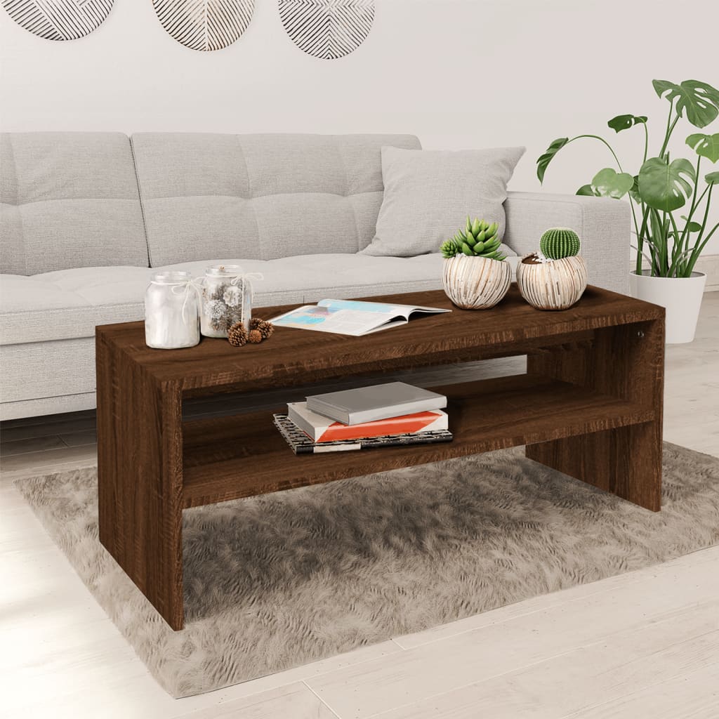 Sohvapöytä ruskea tammi 100x40x40 cm tekninen puu - Sisustajankoti.fi