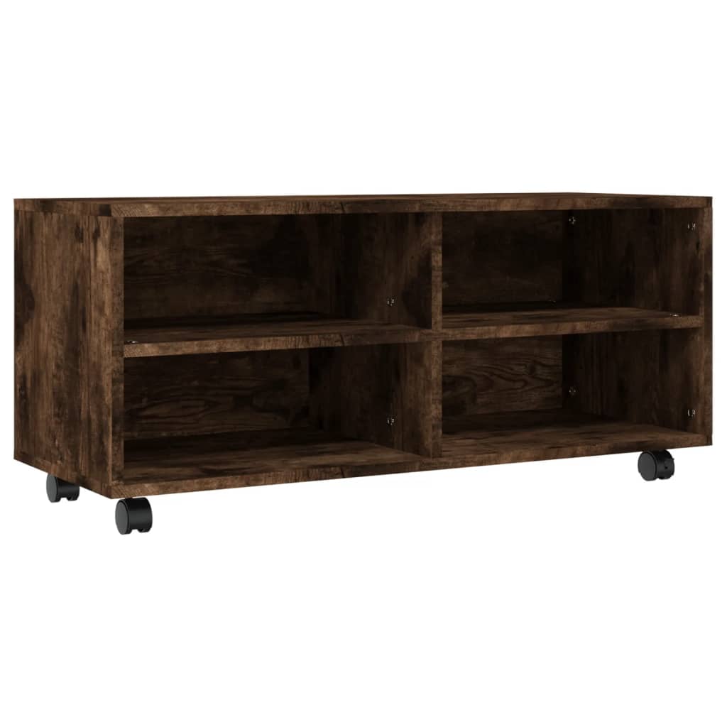 TV-taso rullapyörillä savutammi 90x35x35 cm tekninen puu - Sisustajankoti.fi