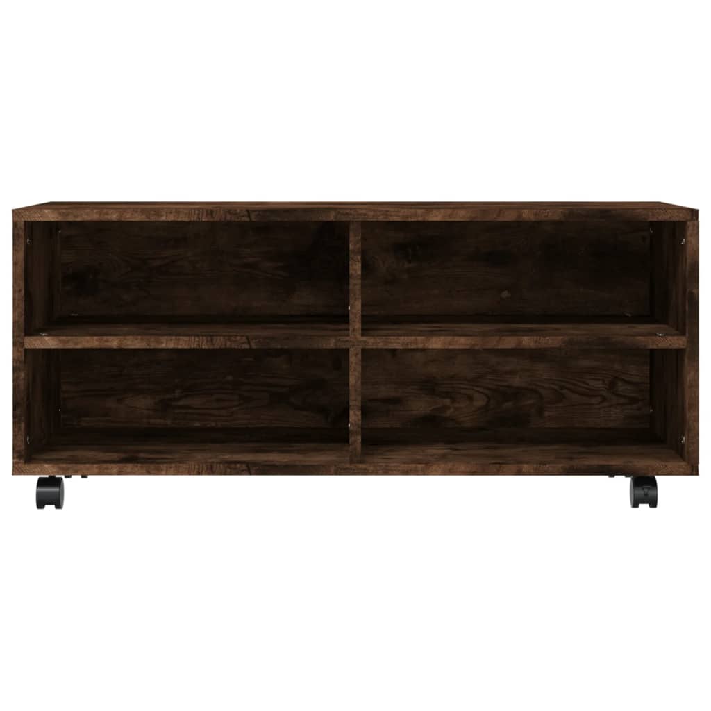 TV-taso rullapyörillä savutammi 90x35x35 cm tekninen puu - Sisustajankoti.fi