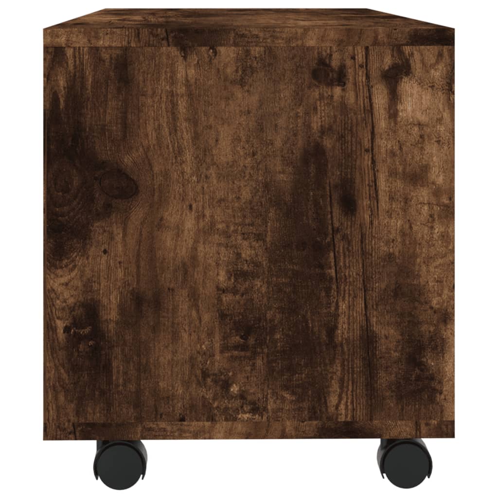 TV-taso rullapyörillä savutammi 90x35x35 cm tekninen puu - Sisustajankoti.fi