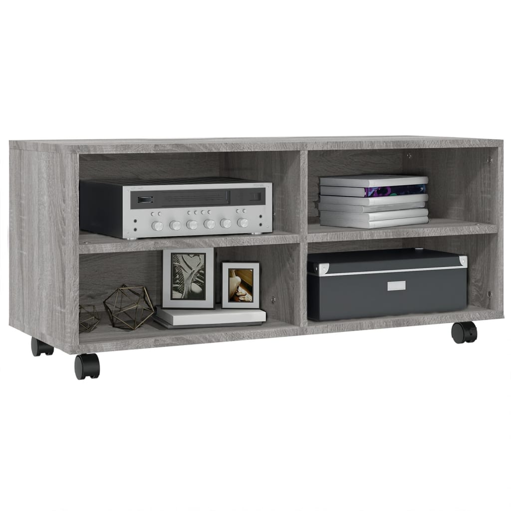 TV-taso rullapyörillä harmaa Sonoma 90x35x35 cm tekninen puu - Sisustajankoti.fi