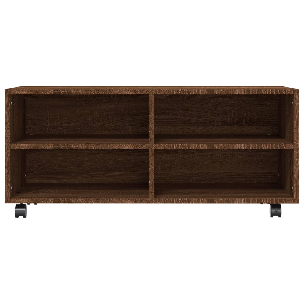 TV-taso rullapyörillä ruskea tammi 90x35x35 cm tekninen puu - Sisustajankoti.fi