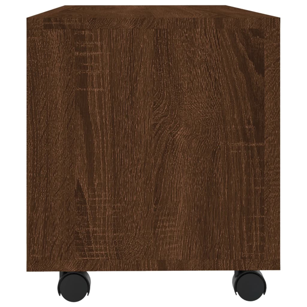 TV-taso rullapyörillä ruskea tammi 90x35x35 cm tekninen puu - Sisustajankoti.fi