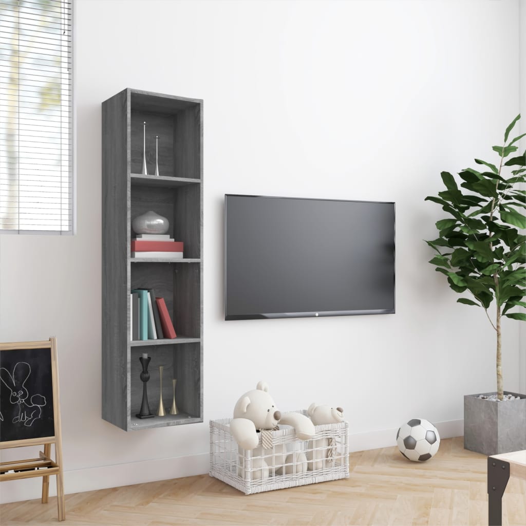 Kirjahylly / TV-taso harmaa Sonoma 143x30x36 cm tekninen puu - Sisustajankoti.fi