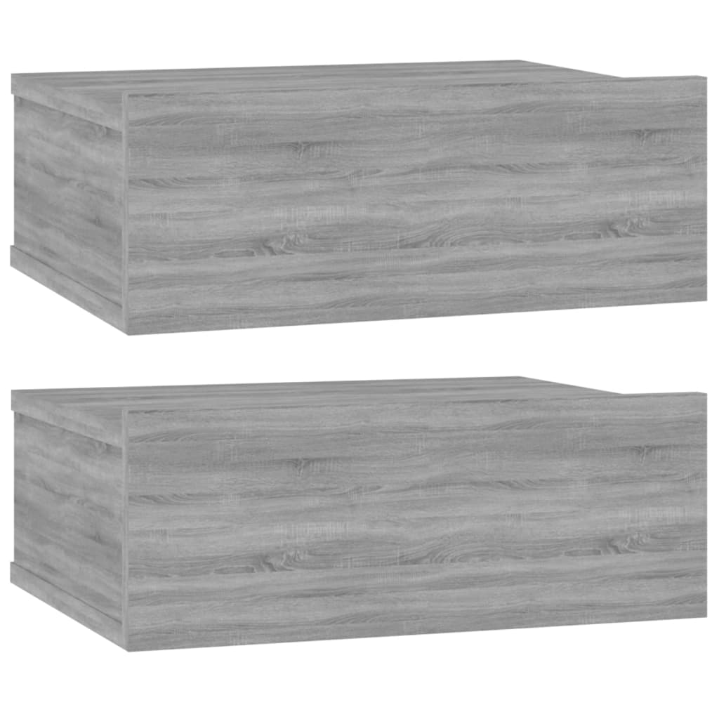 Kelluvat yöpöydät 2 kpl harmaa Sonoma 40x30x15 cm tekninen puu - Sisustajankoti.fi