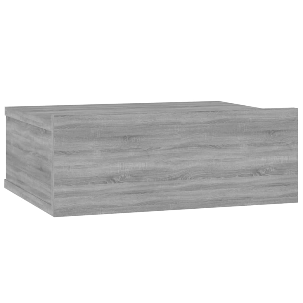Kelluvat yöpöydät 2 kpl harmaa Sonoma 40x30x15 cm tekninen puu - Sisustajankoti.fi