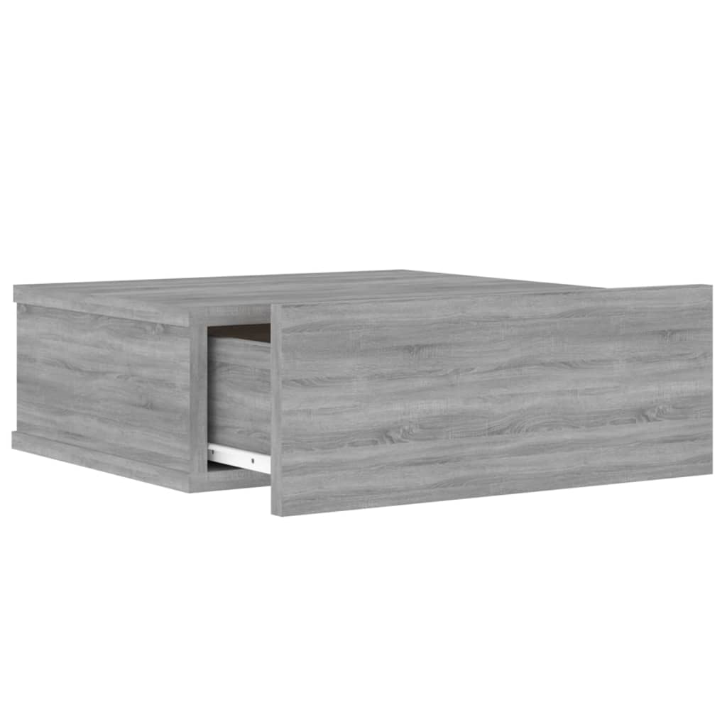 Kelluvat yöpöydät 2 kpl harmaa Sonoma 40x30x15 cm tekninen puu - Sisustajankoti.fi