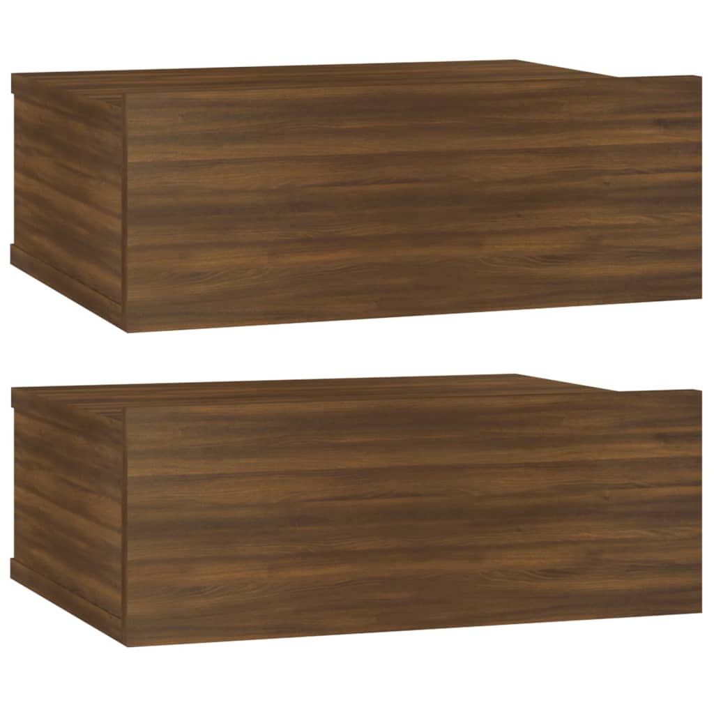 Kelluvat yöpöydät 2 kpl ruskea tammi 40x30x15 cm tekninen puu - Sisustajankoti.fi