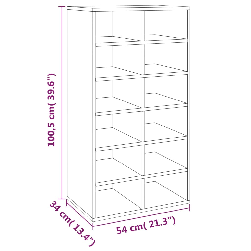 Kenkäteline harmaa Sonoma 54x34x100,5 cm tekninen puu - Sisustajankoti.fi