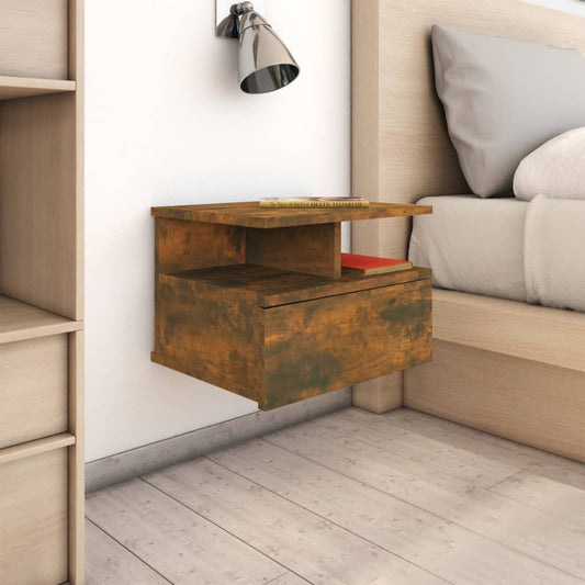 Kelluvat yöpöydät 2 kpl savutammi 40x31x27 cm tekninen puu - Sisustajankoti.fi