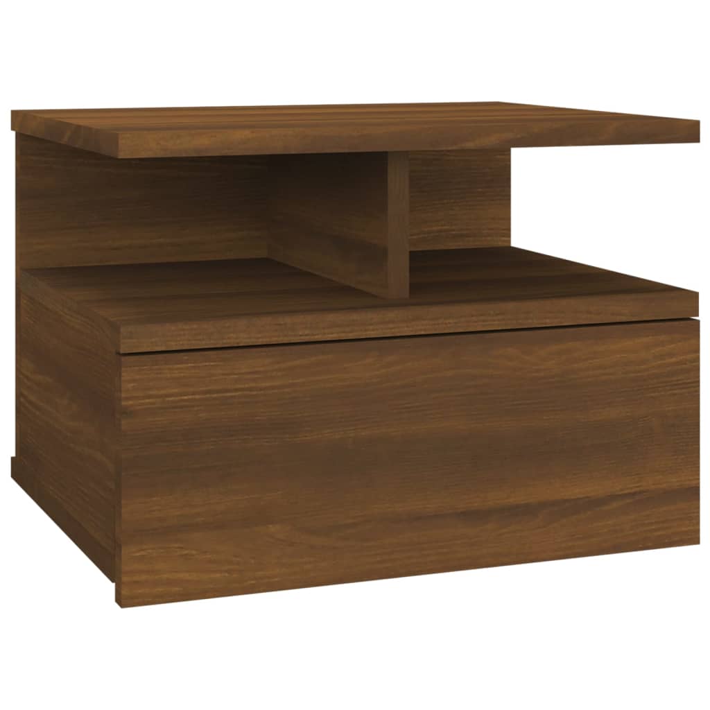 Kelluvat yöpöydät 2 kpl ruskea tammi 40x31x27 cm tekninen puu - Sisustajankoti.fi