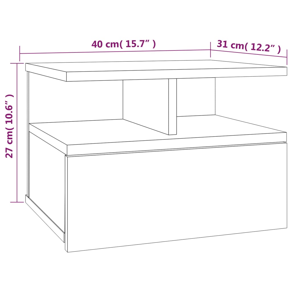 Kelluvat yöpöydät 2 kpl ruskea tammi 40x31x27 cm tekninen puu - Sisustajankoti.fi