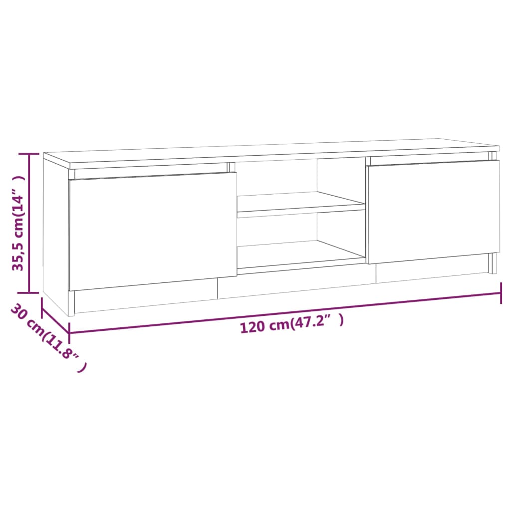 TV-taso ruskea tammi 120x30x35,5 cm tekninen puu - Sisustajankoti.fi