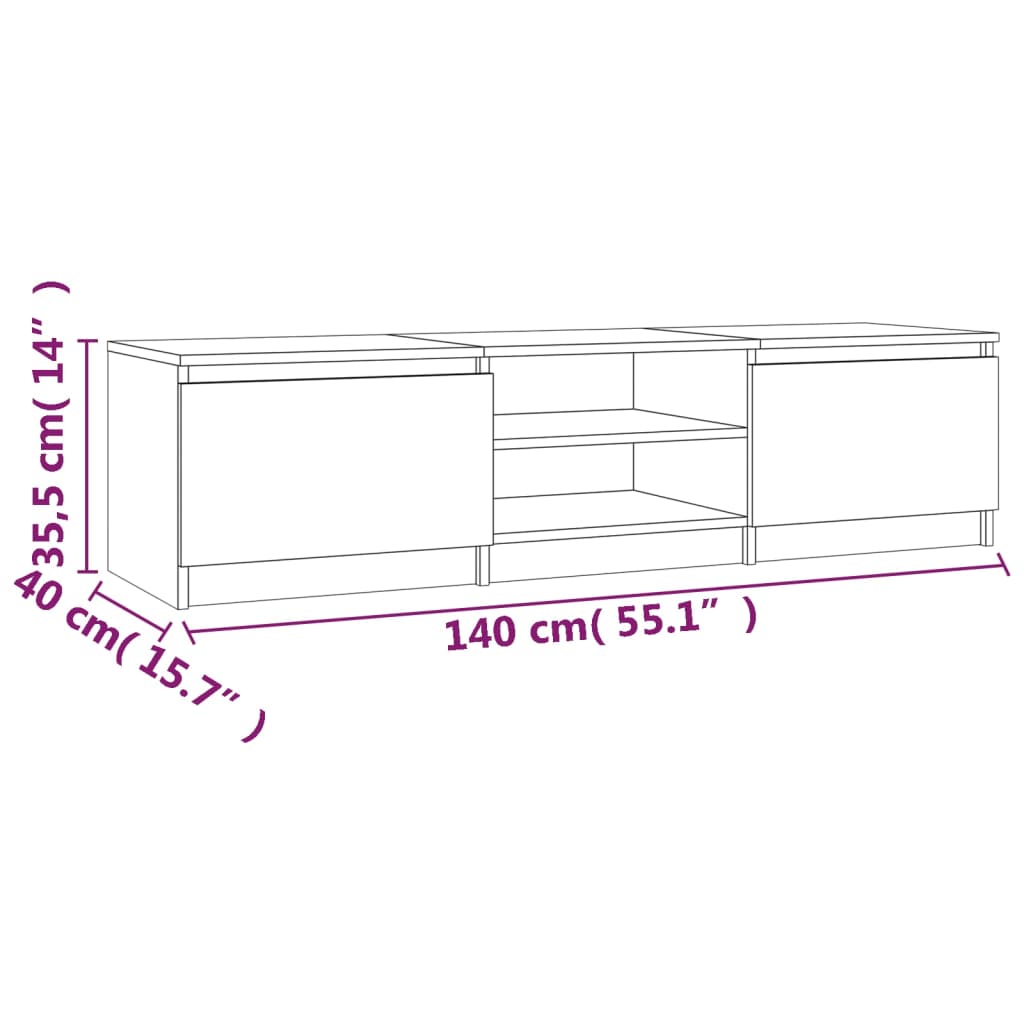 TV-taso ruskea tammi 140x40x35,5 cm tekninen puu - Sisustajankoti.fi