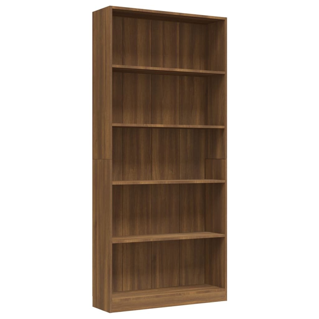 5-kerroksinen Kirjahylly ruskea tammi 80x24x175 cm tekninen puu - Sisustajankoti.fi