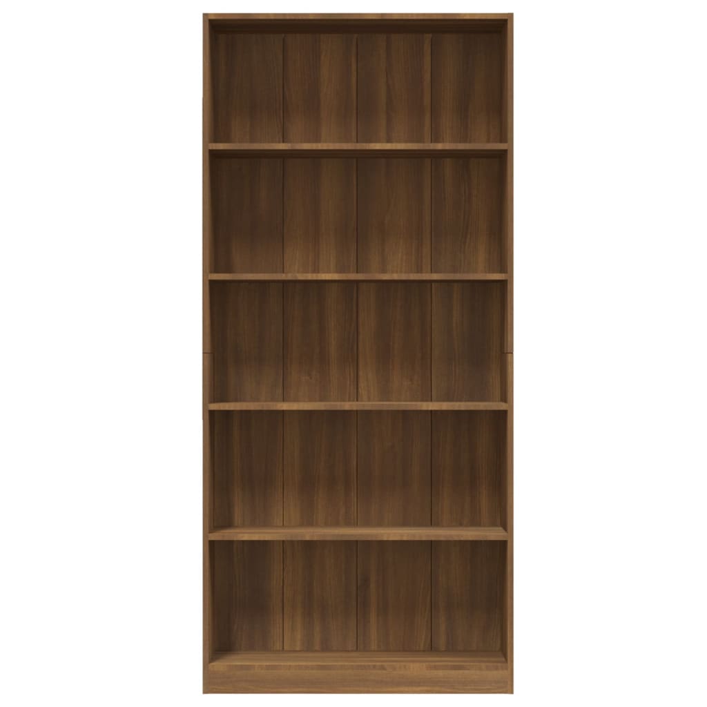 5-kerroksinen Kirjahylly ruskea tammi 80x24x175 cm tekninen puu - Sisustajankoti.fi