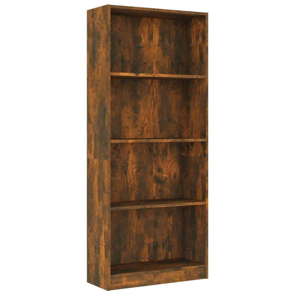4-kerroksinen Kirjahylly savutammi 60x24x142 cm tekninen puu - Sisustajankoti.fi
