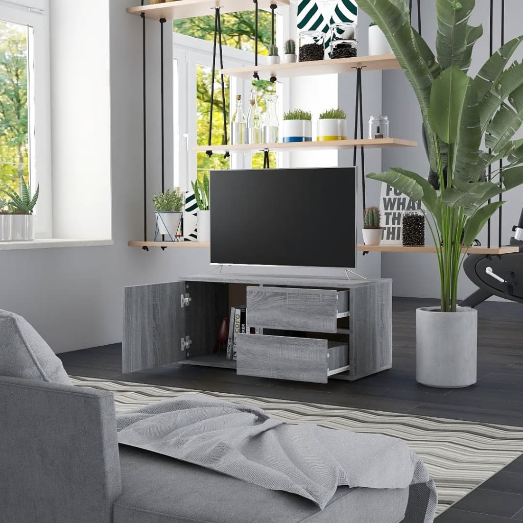 TV-taso harmaa Sonoma 80x34x36 cm tekninen puu - Sisustajankoti.fi