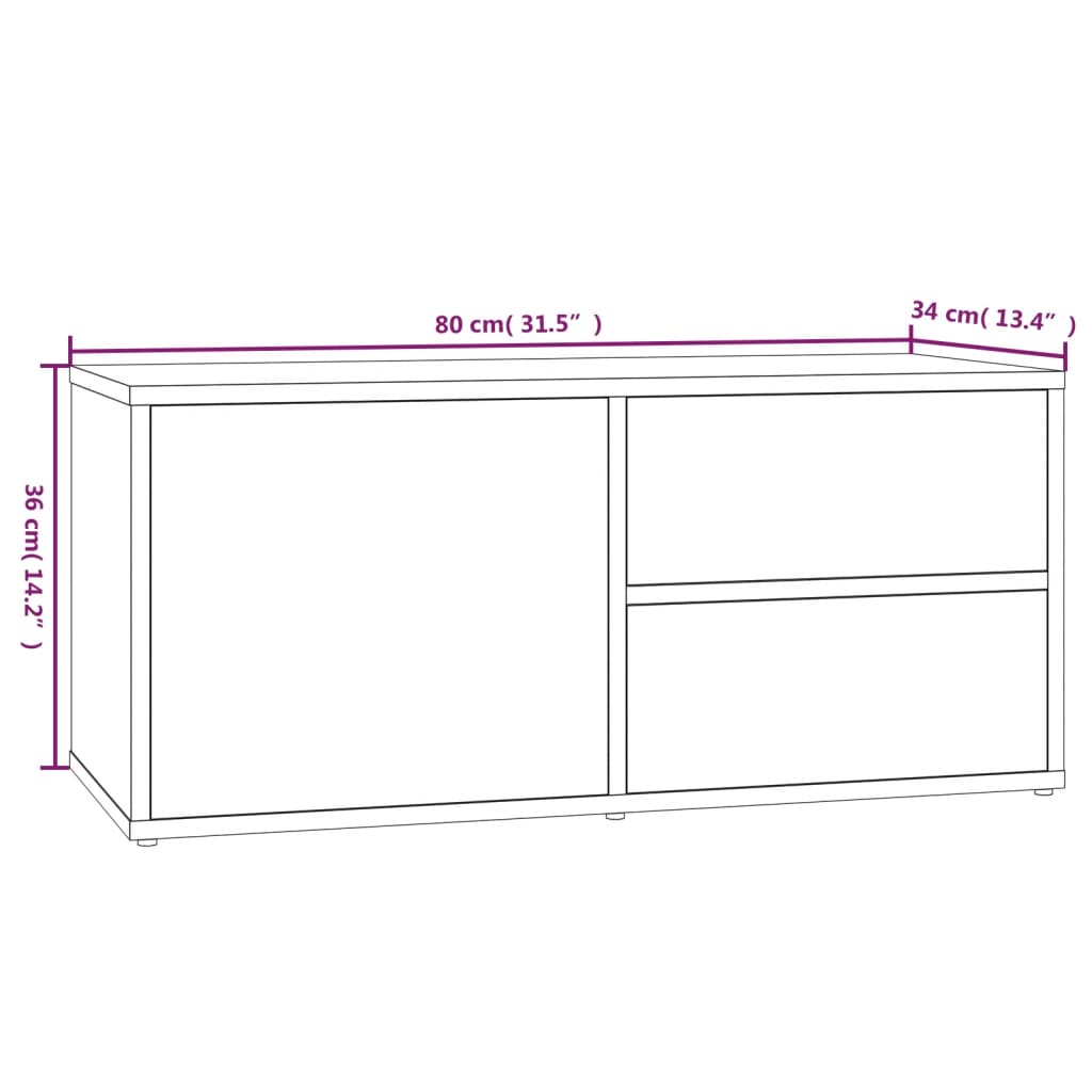 TV-taso harmaa Sonoma 80x34x36 cm tekninen puu - Sisustajankoti.fi