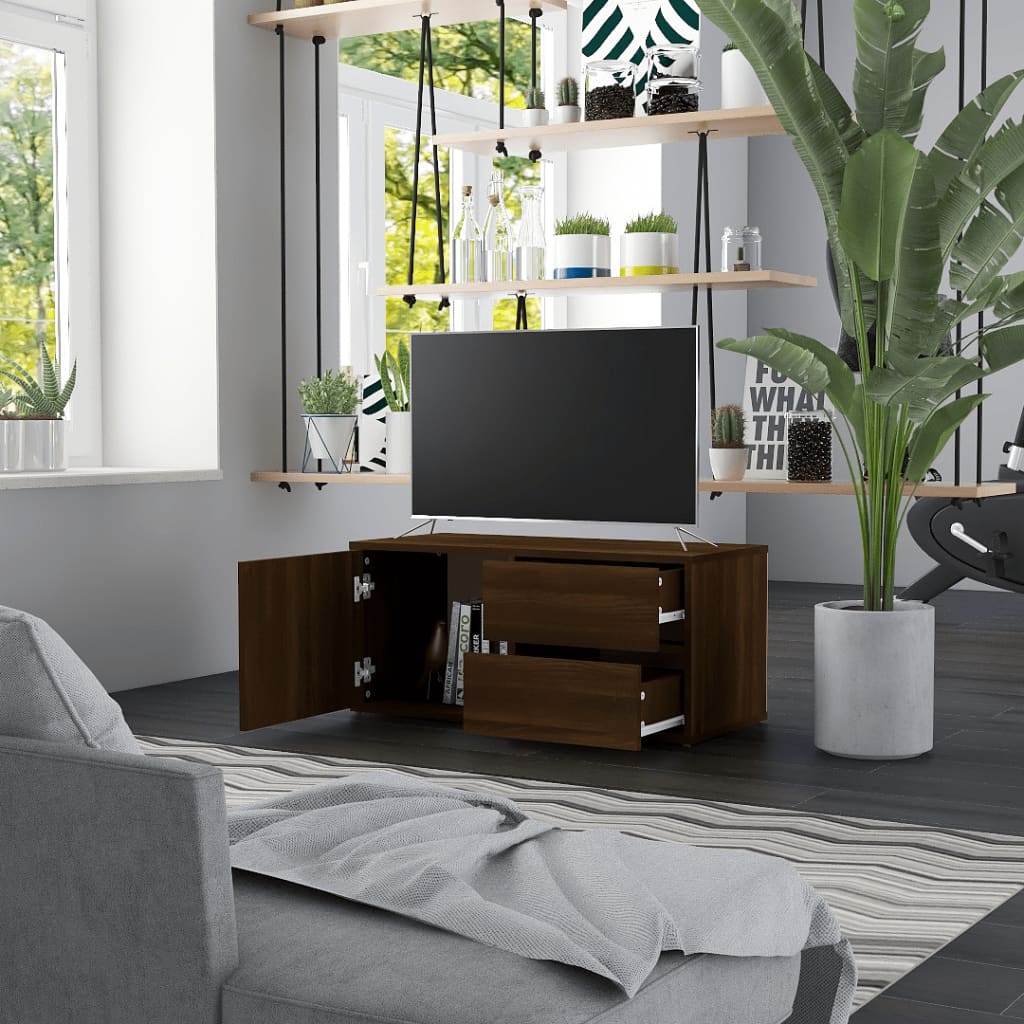 TV-taso ruskea tammi 80x34x36 cm tekninen puu - Sisustajankoti.fi