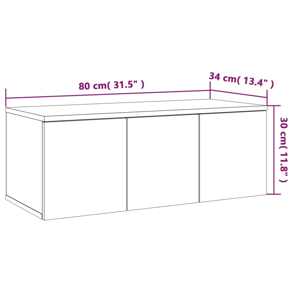 TV-taso harmaa Sonoma 80x34x30 cm tekninen puu - Sisustajankoti.fi