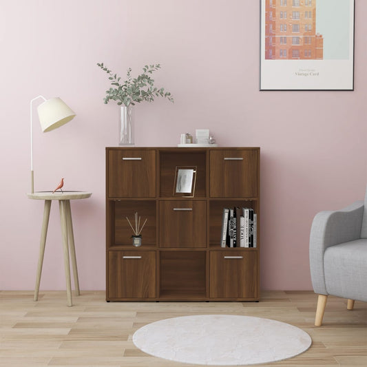 Kirjahylly ruskea tammi 90x30x90 cm tekninen puu - Sisustajankoti.fi