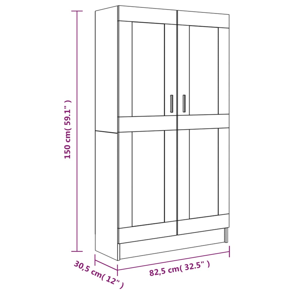 Kirjakaappi savutammi 82,5x30,5x150 cm tekninen puu - Sisustajankoti.fi