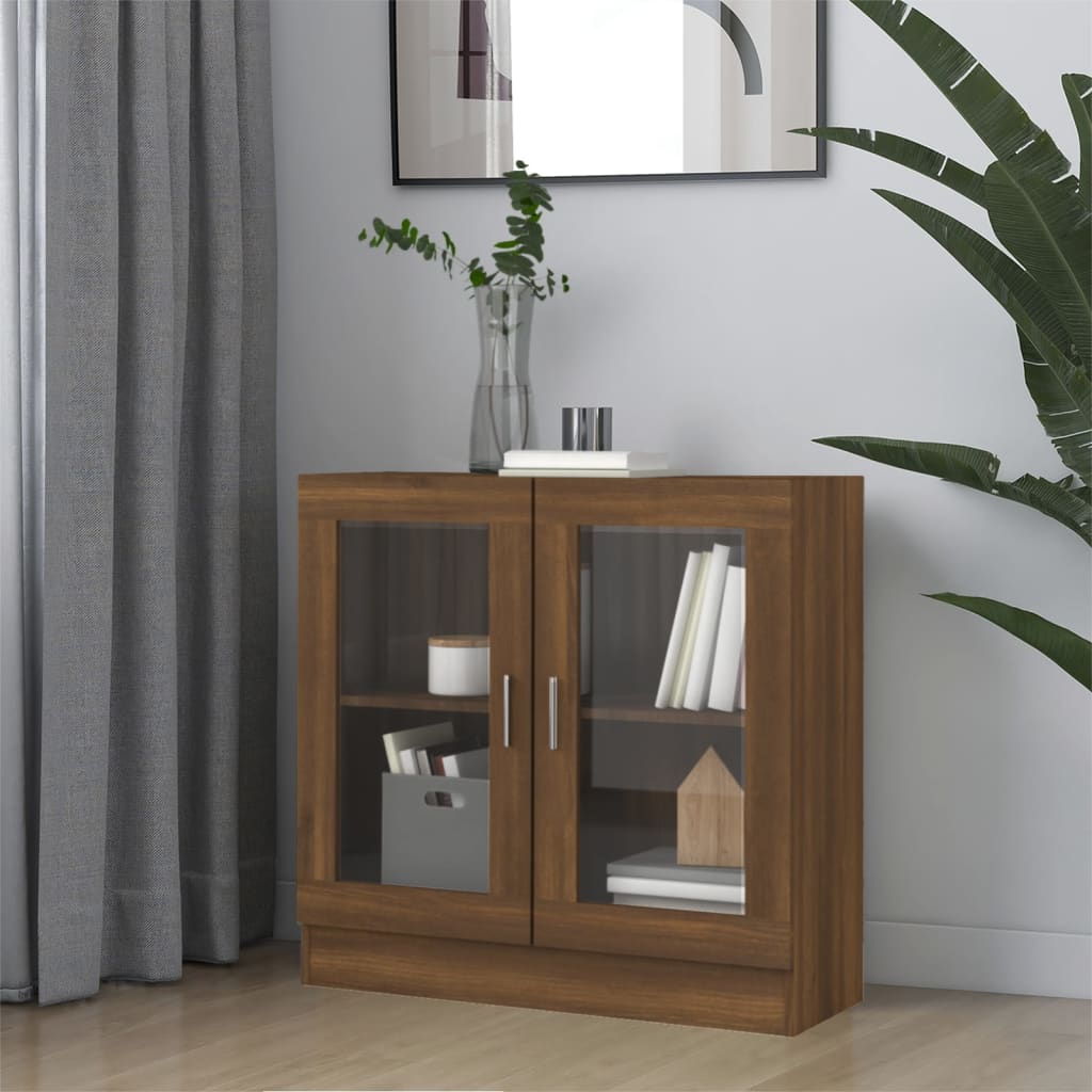 Vitriinikaappi ruskea tammi 82,5x30,5x80 cm tekninen puu - Sisustajankoti.fi