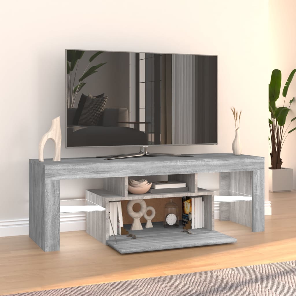 TV-taso LED-valoilla harmaa Sonoma 120x35x40 cm - Sisustajankoti.fi