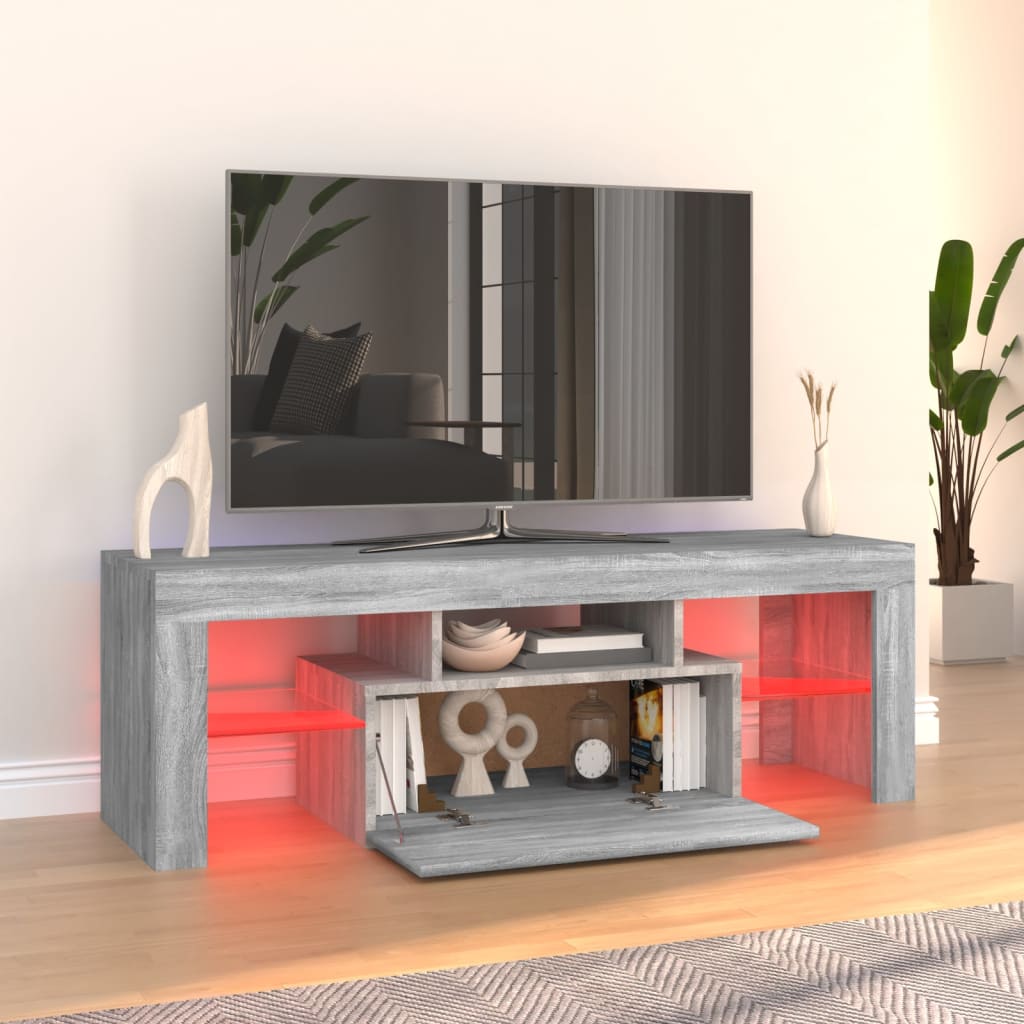 TV-taso LED-valoilla harmaa Sonoma 120x35x40 cm - Sisustajankoti.fi