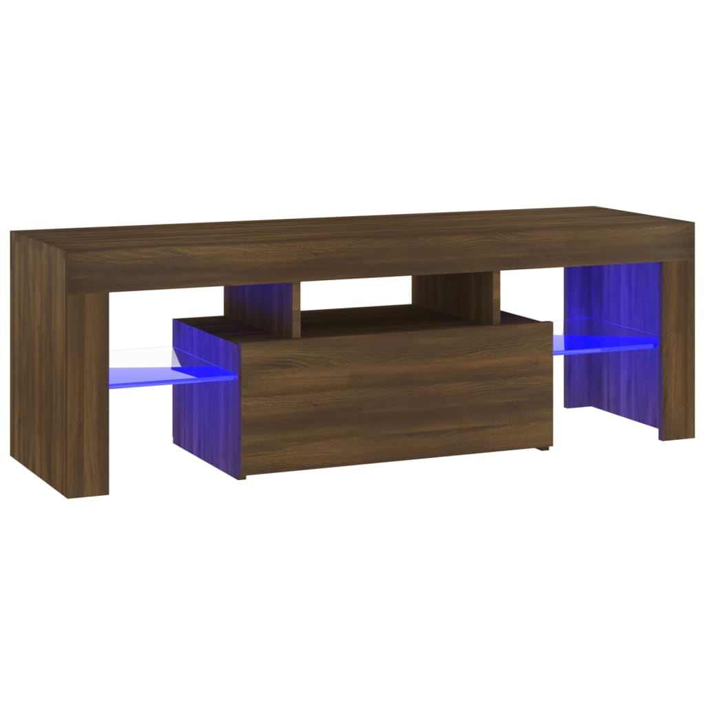 TV-taso LED-valoilla ruskea tammi 120x35x40 cm - Sisustajankoti.fi