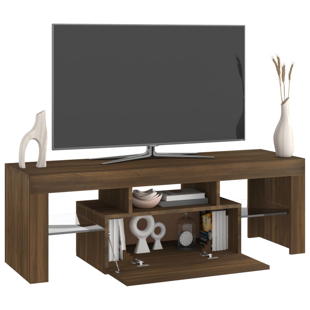TV-taso LED-valoilla ruskea tammi 120x35x40 cm - Sisustajankoti.fi
